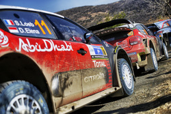 The cars of Sébastien Loeb , Daniel Elena, Citroën World Rally Team Citroën C3 WRC, Kris Meeke, Paul Nagle, Citroën World Rally Team Citroën C3 WRC