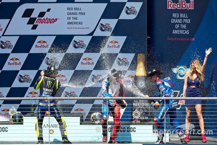 Podium: Race winner Alex Rins, Team Suzuki MotoGP, second place Valentino Rossi, Yamaha Factory Racing, third place Jack Miller, Pramac Racing