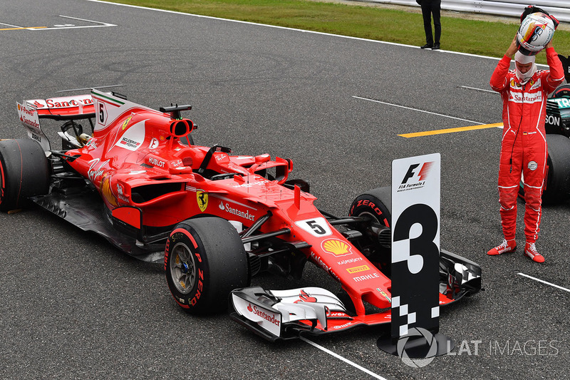 Sebastian Vettel, Ferrari SF70H in parc ferme