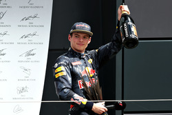 Max Verstappen, Red Bull Racing RB12 celebrates on the podium