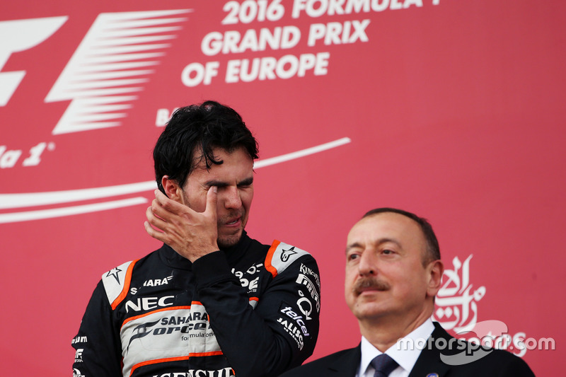 Sergio Pérez, Sahara Force India F1 en el podium