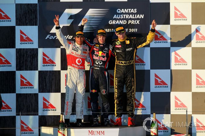2011: 1. Sebastian Vettel, 2. Lewis Hamilton, 3. Vitaly Petrov
