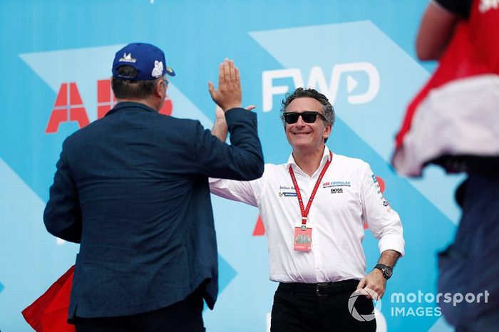 Alejandro Agag, CEO, Formula E, on the podium