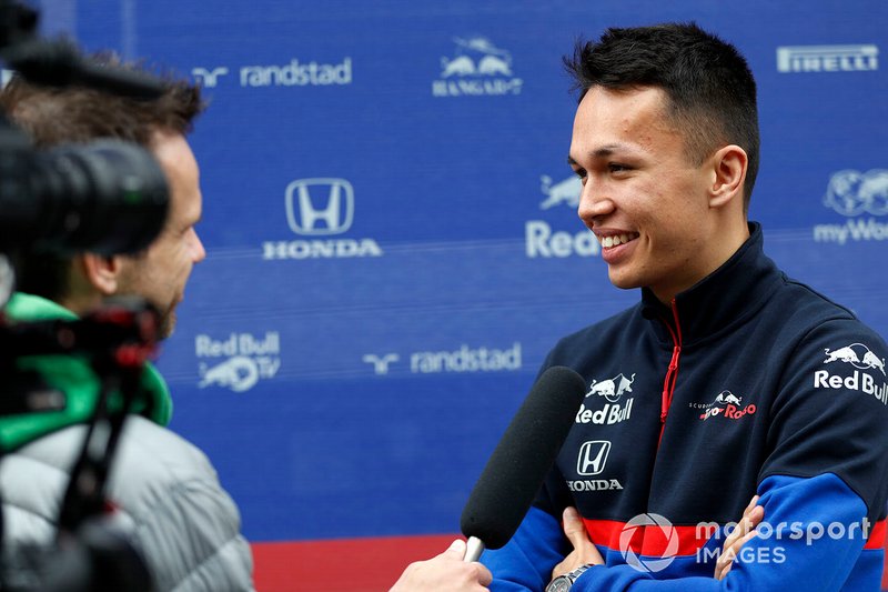 Alex Albon, Scuderia Toro Rosso talks with the media