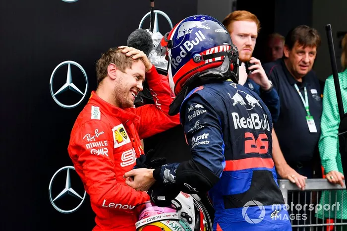 Kvyat llevó a Toro Rosso por segunda vez en la historia del equipo al podio. Curiosamente la primera fue con Vettel, en la victoria de Monza 2008