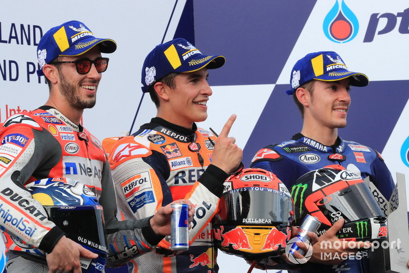 #15 GP de Tailandia - Podio: Marc Márquez, Andrea Dovizioso, Maverick Viñales