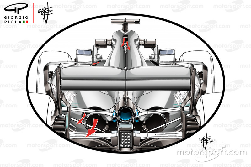 Вентиляционные отверстия в понтонах Mercedes F1 W09