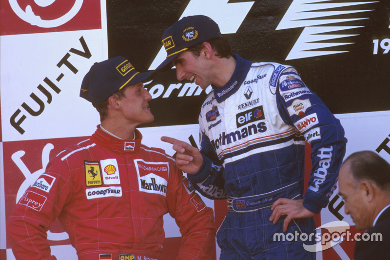 Podium: 1. und Weltmeister Damon Hill, Williams Renault; 2. Michael Schumacher, Ferrari