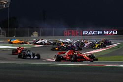 Sebastian Vettel, Ferrari SF71H leads at the start of the race