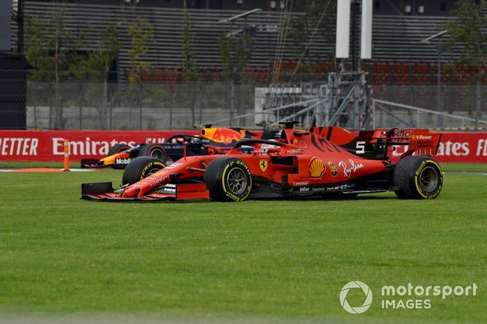 Sebastian Vettel, Ferrari SF90, sobre el pasto