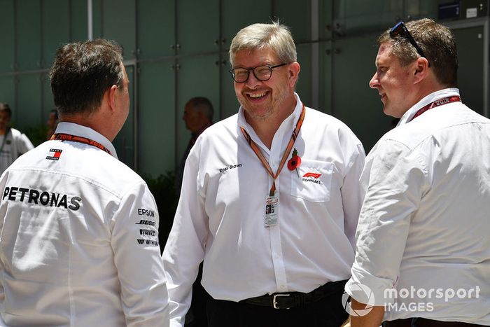 Ron Meadows, Mercedes AMG F1 Team Manager, Ross Brawn, Formula One Director general de automovilismo David Croft, Sky TV