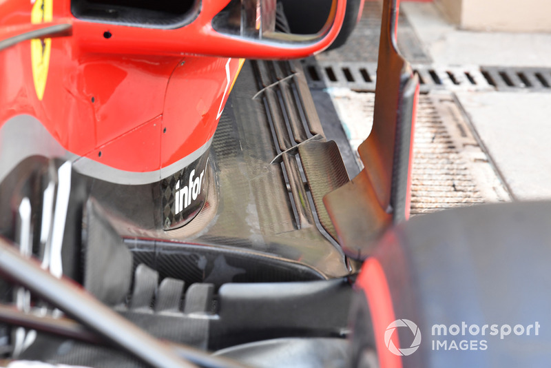 Vue détaillée du fond plat de la Ferrari SF71H