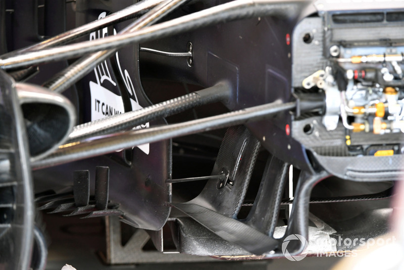 Red Bull Racing RB14 front suspension and aero detail 