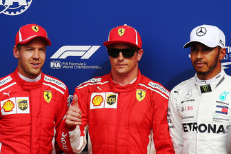 Kimi Raikkonen, Ferrari SF71H, Sebastian Vettel, Ferrari SF71H, Lewis Hamilton, Mercedes AMG F1