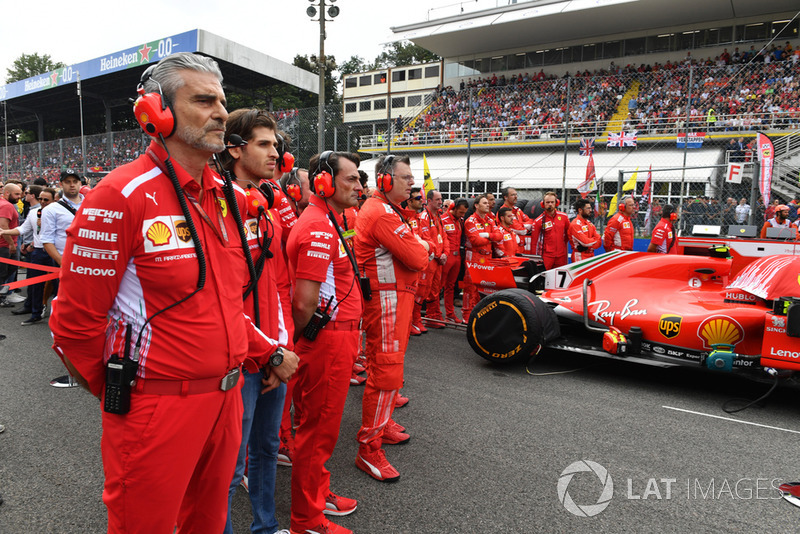 Maurizio Arrivabene, Ferrari Team Principal y Antonio Giovinazzi, Ferrari