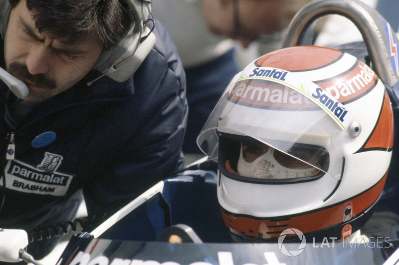 Nelson Piquet, Brabham BT50-BMW con el diseñador Gordon Murray