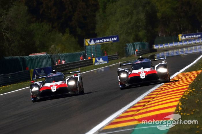 #8 Toyota Gazoo Racing Toyota TS050: Sébastien Buemi, Kazuki Nakajima, Fernando Alonso, #7 Toyota Gazoo Racing Toyota TS050: Mike Conway, Jose Maria Lopez, Kamui Kobayashi