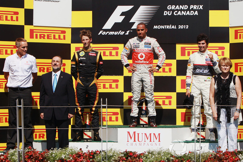 Podium: 1.Lewis Hamilton, McLaren; 2. Romain Grosjean Lotus; 3. Sergio Perez, Sauber