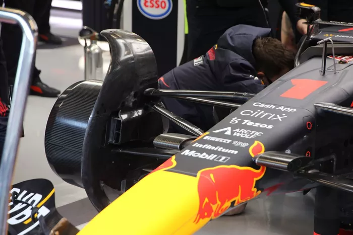 Detalle del freno delantero del Red Bull Racing RB18