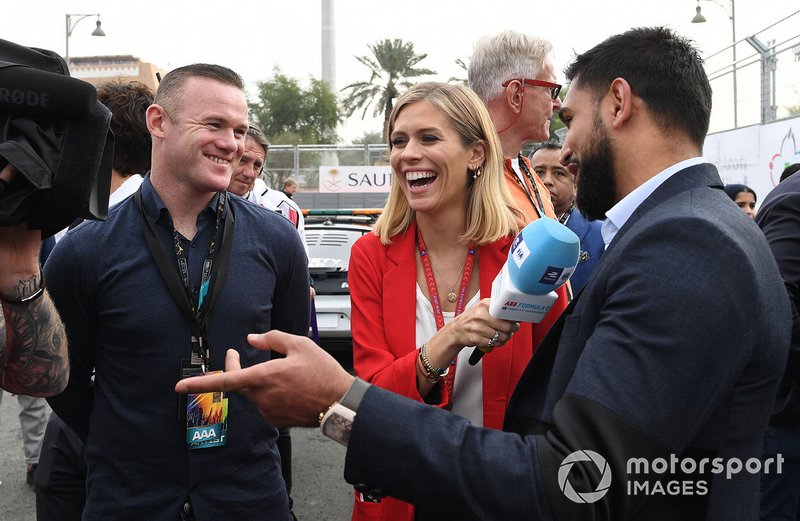 Wayne Rooney, calciatore, Amir Khan, pugile, parlano con la presentatrice TV Nicki Shields