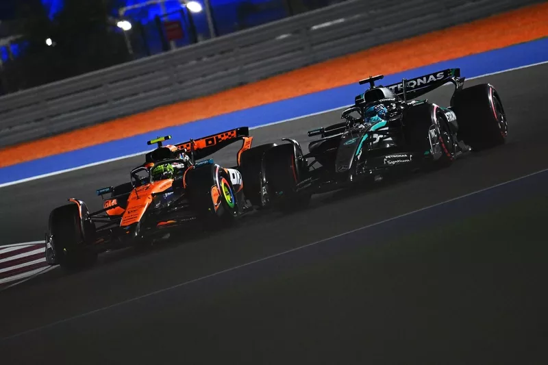 Lando Norris, McLaren, George Russell, Mercedes