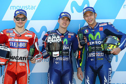 Polesitter Maverick Viñales, Yamaha Factory Racing, second place Jorge Lorenzo, Ducati Team, third place Valentino Rossi, Yamaha Factory Racing