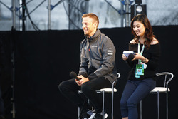 Jenson Button, McLaren, on stage in the F1 fanzone