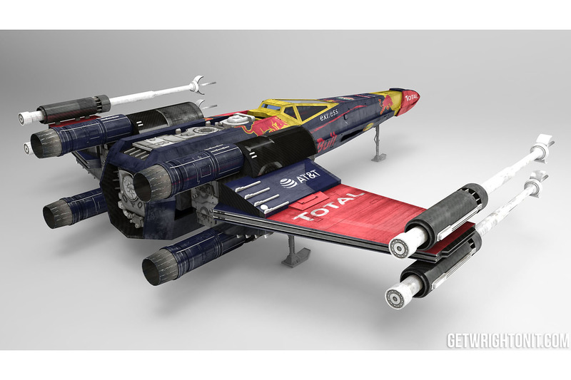 Star Wars X-Wing con la decoración de Red Bull Racing