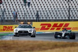 A safety car leads Lewis Hamilton, Mercedes AMG F1 W09