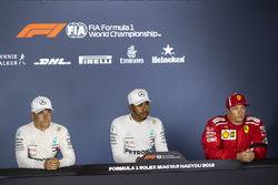 Valtteri Bottas, Mercedes-AMG F1 W09, Lewis Hamilton, Mercedes-AMG F1 and Kimi Raikkonen, Ferrari in the Press Conference