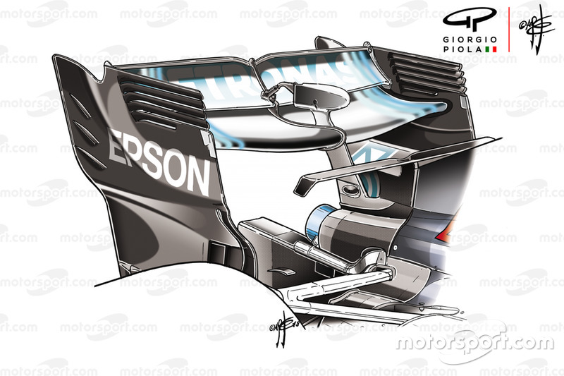 Alerón trasero del Mercedes F1 AMG W09 en Azerbaiyán