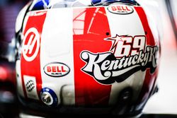 Logo on the back of the helmet of Romain Grosjean, Haas F1 Team