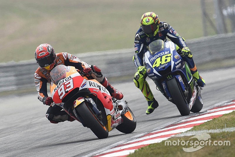 Marc Marquez, Repsol Honda Team and Valentino Rossi, Yamaha Factory Racing