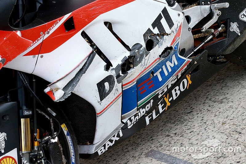 The bike of Andrea Iannone, Ducati Team after falling during qualifying