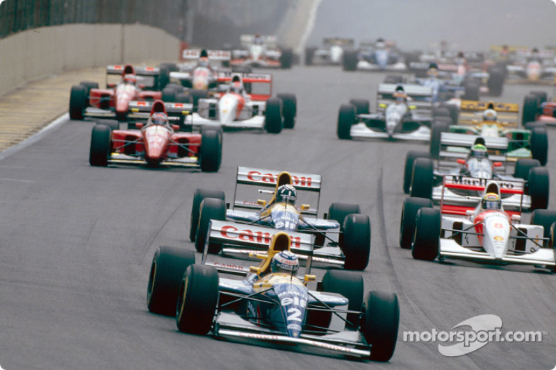 Start zum GP Brasilien 1993 in Sao Paulo: Alain Prost, Williams FW15C, führt