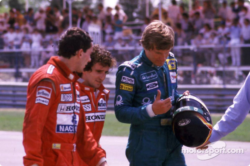 Yarış sonrası: Ayrton Senna, Alain Prost ve Thierry Boutsen