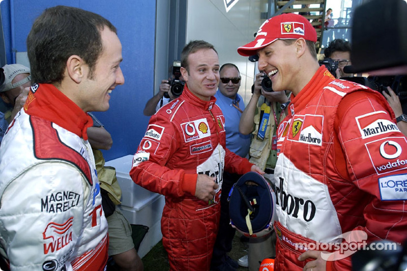 Cristiano da Matta, Rubens Barrichello et Michael Schumacher