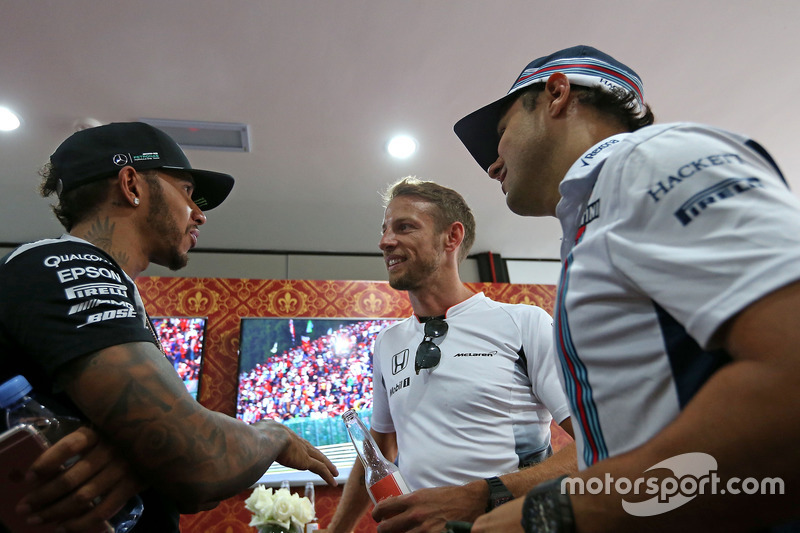 Jenson Button, McLaren Honda celebra sus 300 GP, Mercedes AMG F1 Team, Lewis Hamilton y Felipe Massa, Williams F1 Team