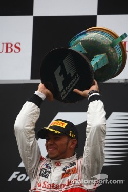 Podium: race winner Lewis Hamilton, McLaren Mercedes