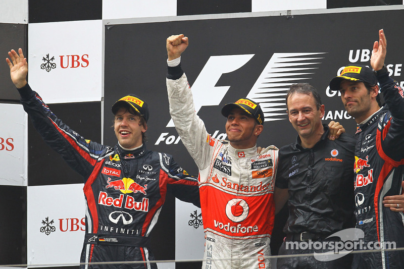 2011 : 1. Lewis Hamilton, 2. Sebastian Vettel, 3. Mark Webber