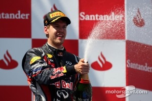 Podium: race winner Sebastian Vettel, Red Bull Racing