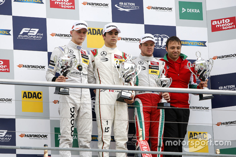 Podium : le vainqueur Lance Stroll, Prema Powerteam Dallara F312 - Mercedes-Benz; le deuxième Maximilian Günther, Prema Powerteam Dallara F312 - Mercedes-Benz; le troisième Nick Cassidy, Prema Powerteam Dallara F312 - Mercedes-Benz