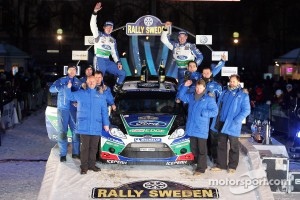 Podium: winners Jari-Matti Latvala and Miikka Anttila, Ford World Rally Team celebrate