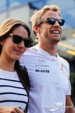 Jenson Button, McLaren with his girlfriend Jessica Michibata