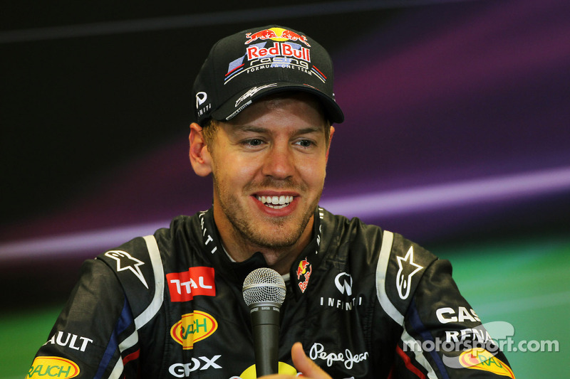 Second placed Sebastian Vettel, Red Bull Racing in the FIA Press Conference