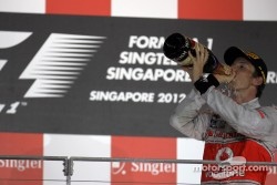 Podium: second place Jenson Button, McLaren Mercedes