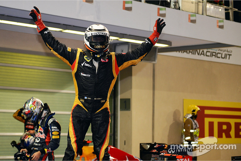 Race winner Kimi Raikkonen, Lotus F1 Team celebrates in parc ferme