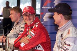 Yarış sonrası basın toplantısı: Michael Schumacher, Mika Hakkinen, David Coulthard