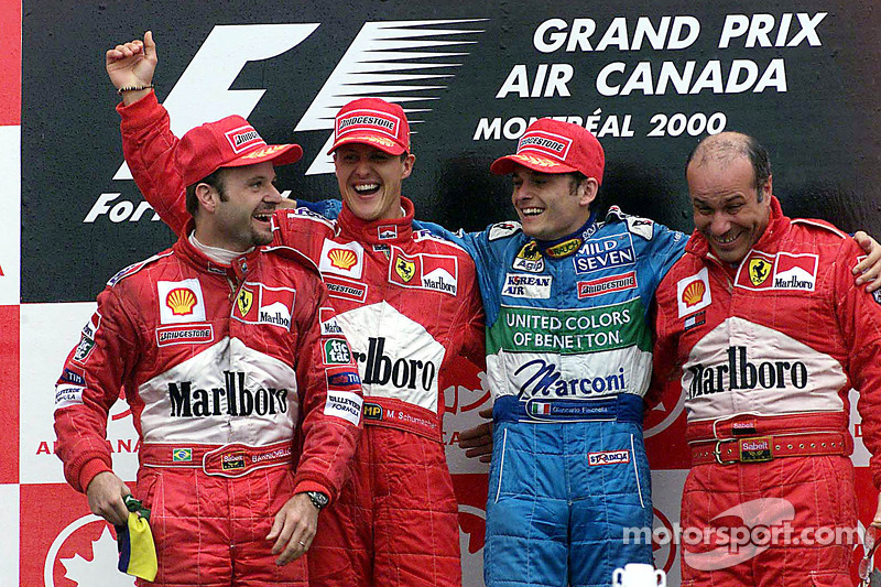 2000 - 1. Michael Schumacher, 2. Rubens Barrichello, 3. Giancarlo Fisichella