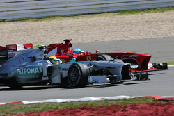 Lewis Hamilton, Mercedes Grand Prix y Fernando Alonso, Scuderia Ferrari